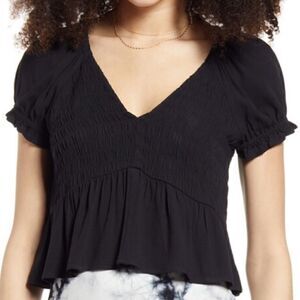 BP | Babydoll Shirred Crop Top